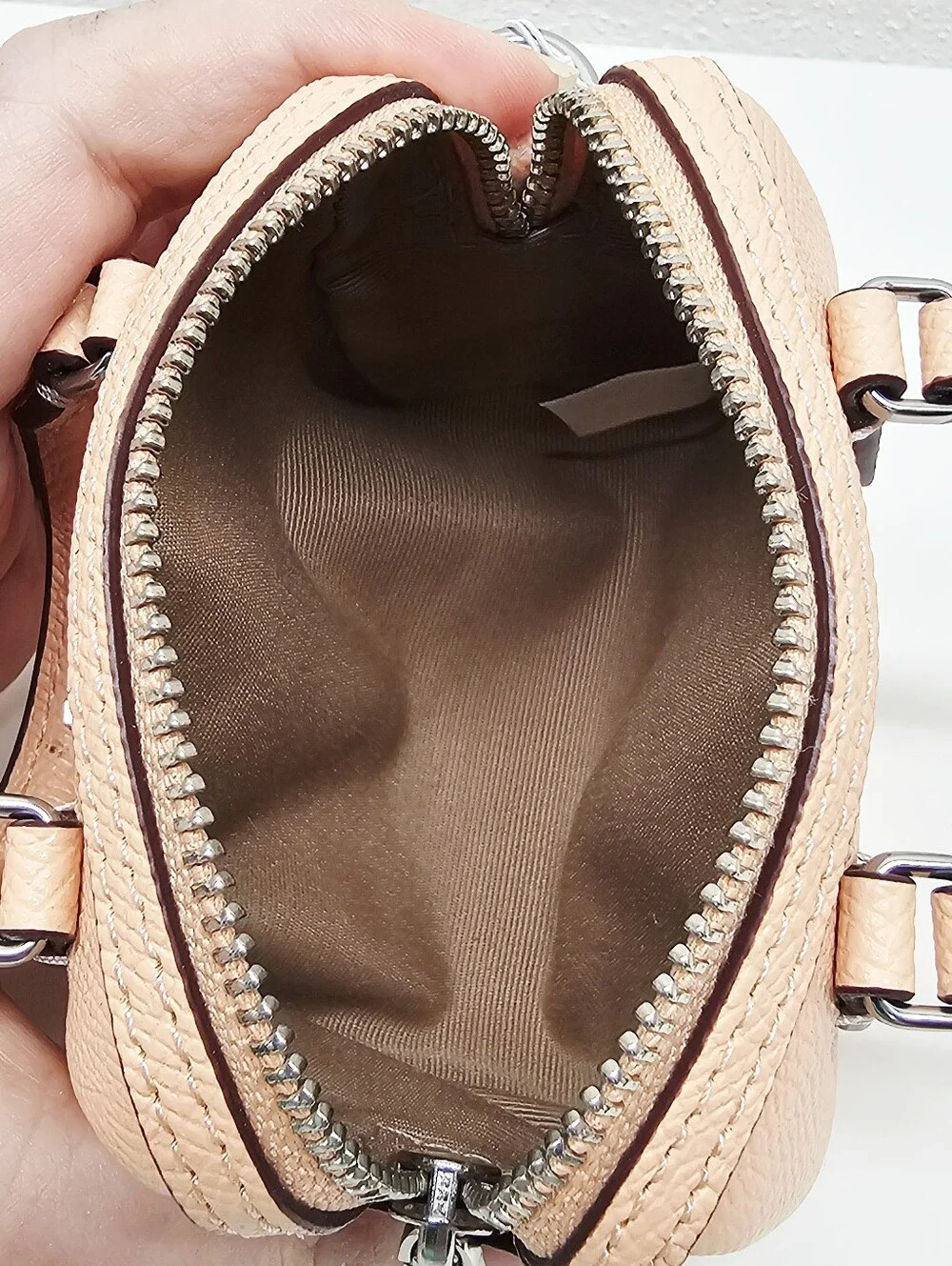Coach Micro Mini Rowan Satchel Bag Charm Peach Signature Canvas Style CU279